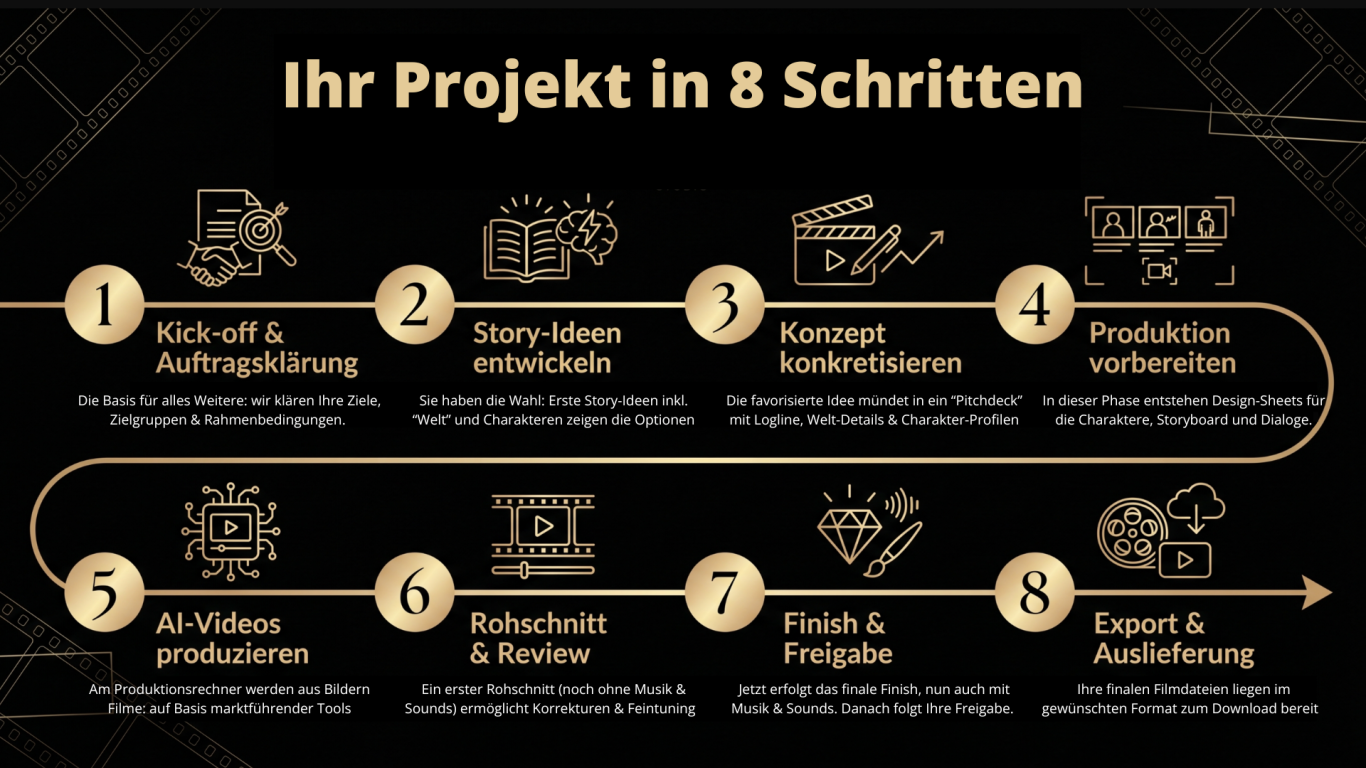 Infografik "Ihr Projekt in 8 Schritten".
