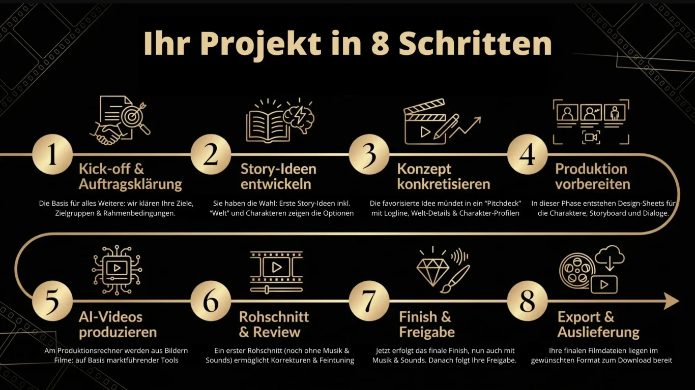 Infografik "Ihr Projekt in 8 Schritten".